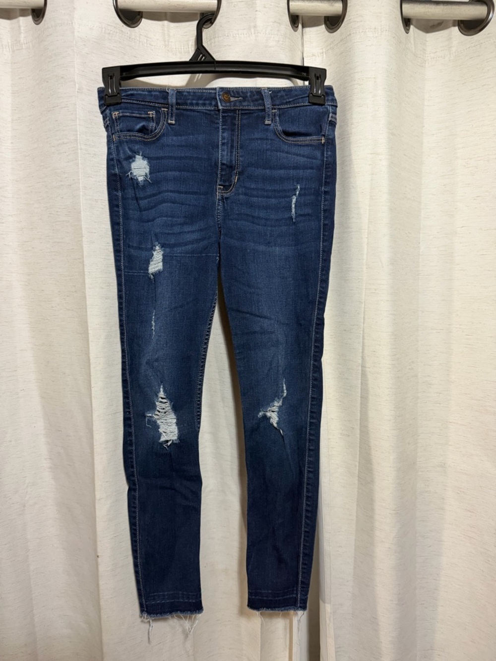 Hollister Dark Blue Distressed Skinny Jeans
